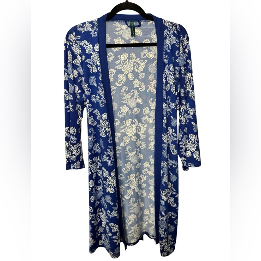 Laura Ashley Blue and White Floral Robe‎ Sz M EUC